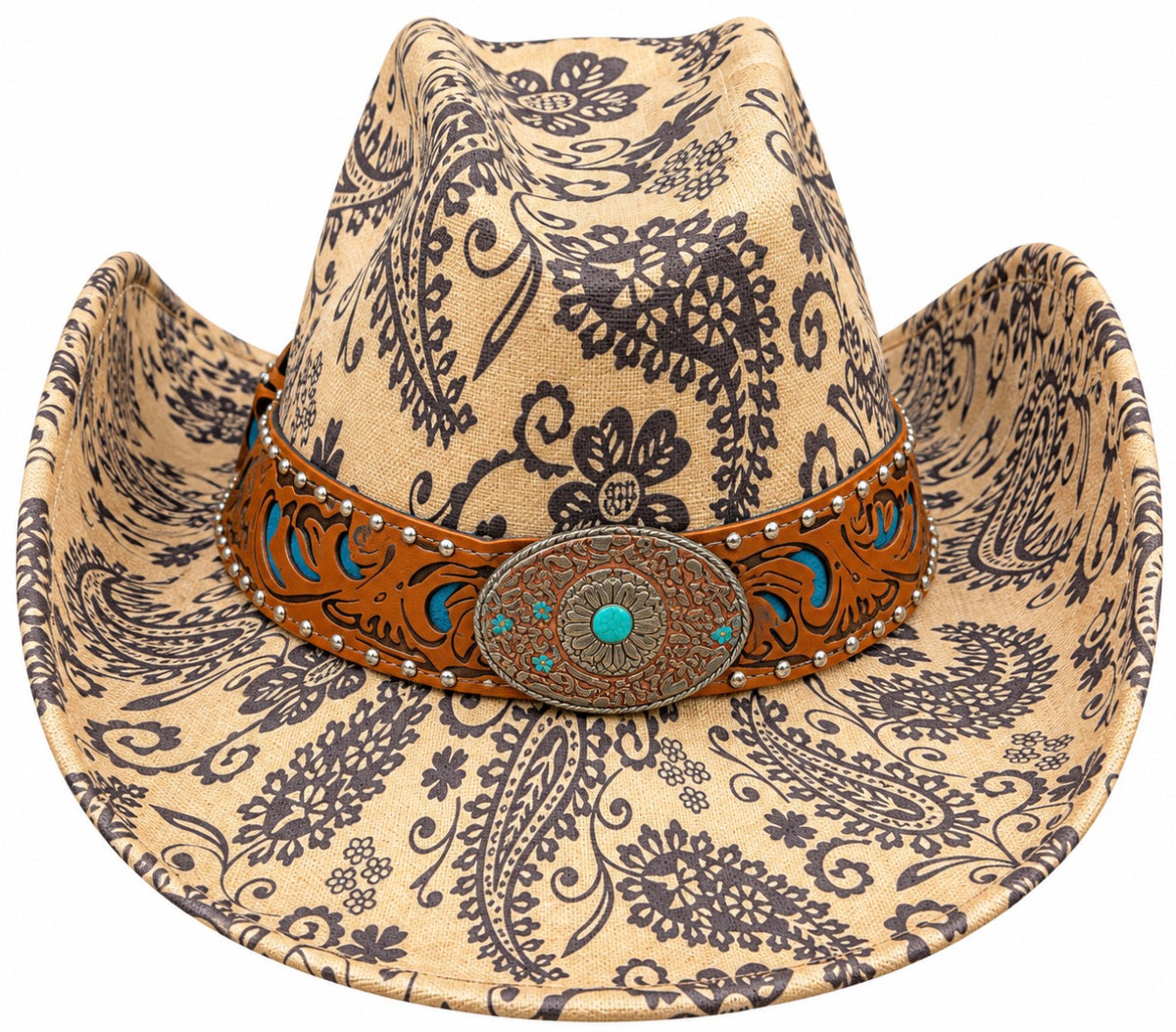 Floral Teal Belt Hat