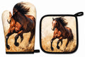 Running Brown Horse Potholders