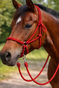 Red Bitless Bridle W Reins