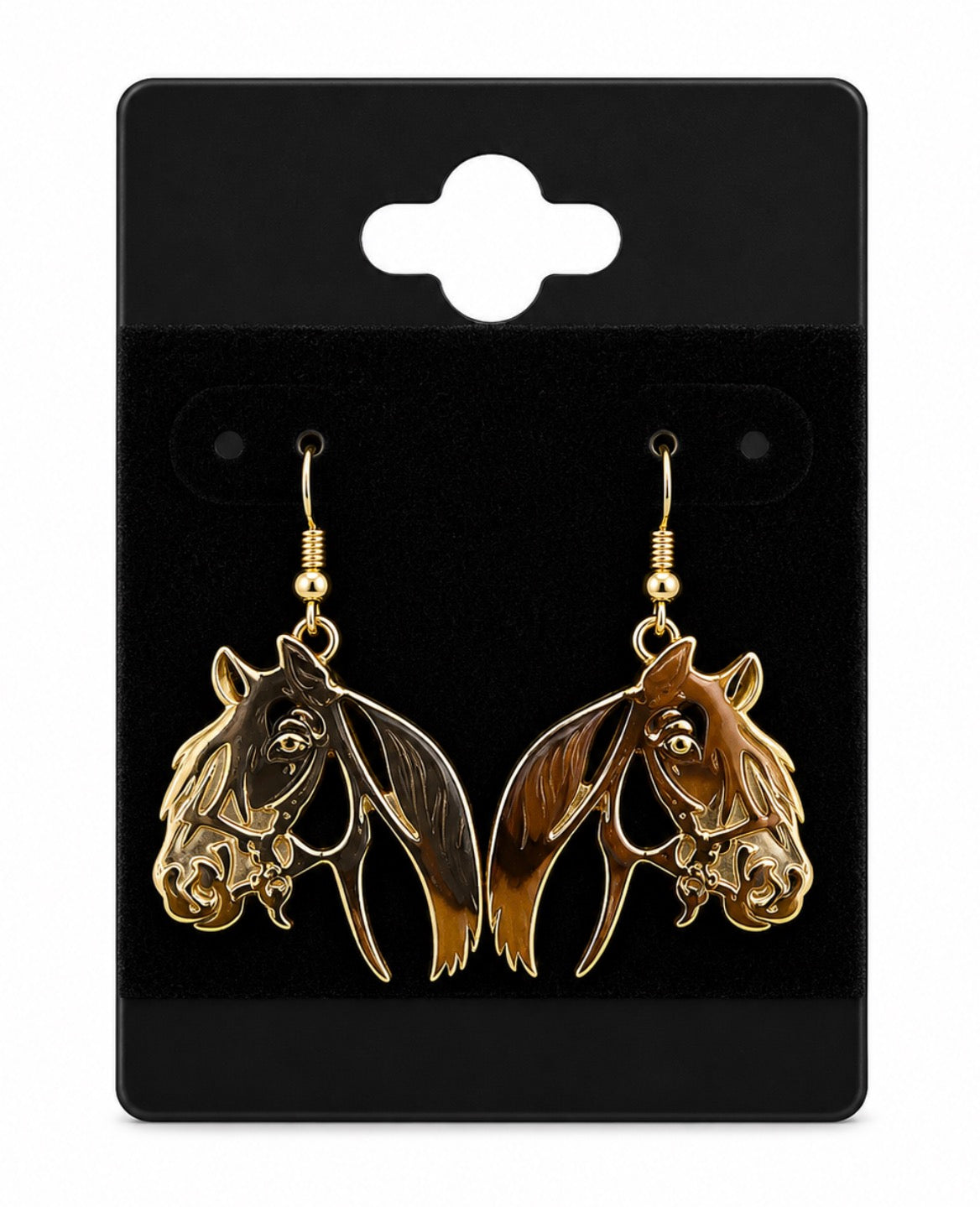 Gold Horse Dangle Earrings