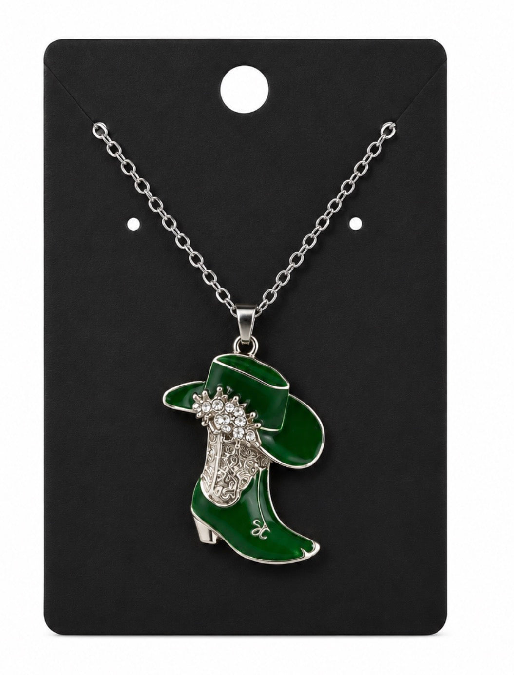 Green Cowboy Boot Necklace