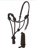 Rope halter w 12 foot lead brown