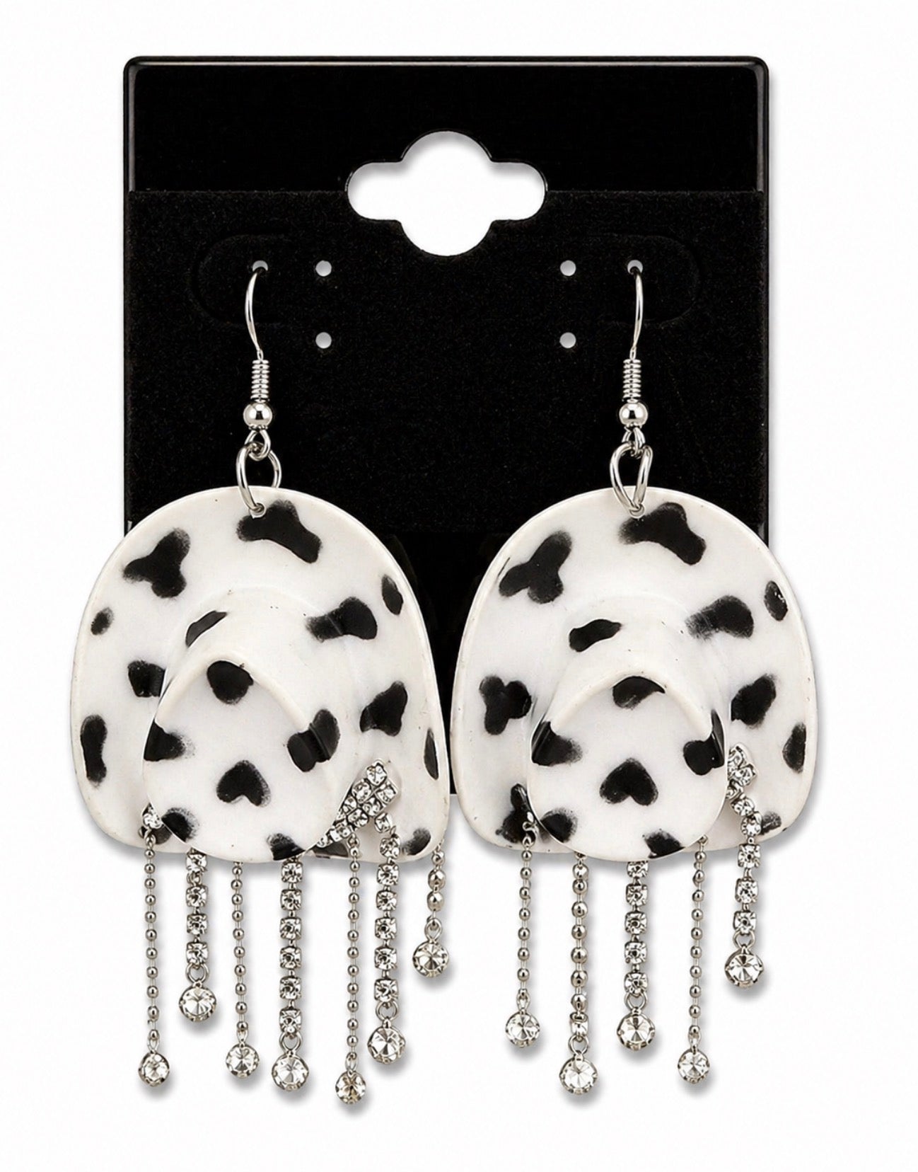 Cow Print Hat Earrings