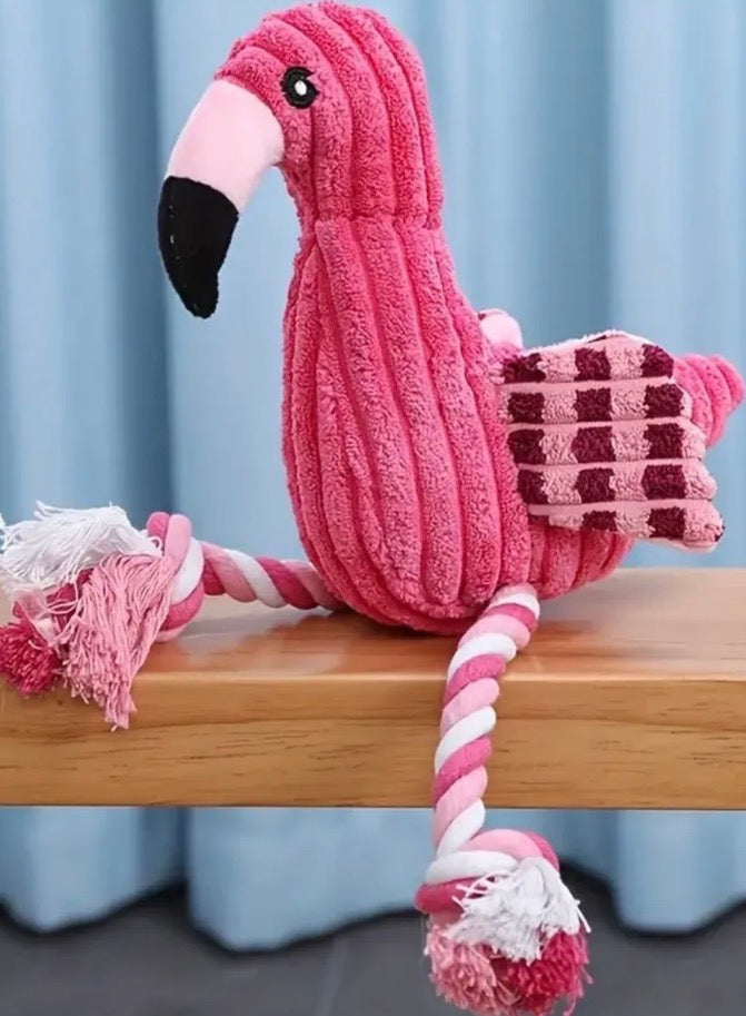 Flamingo Rope Neck Dog Toy