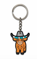 Blue Hat Cow Keychain