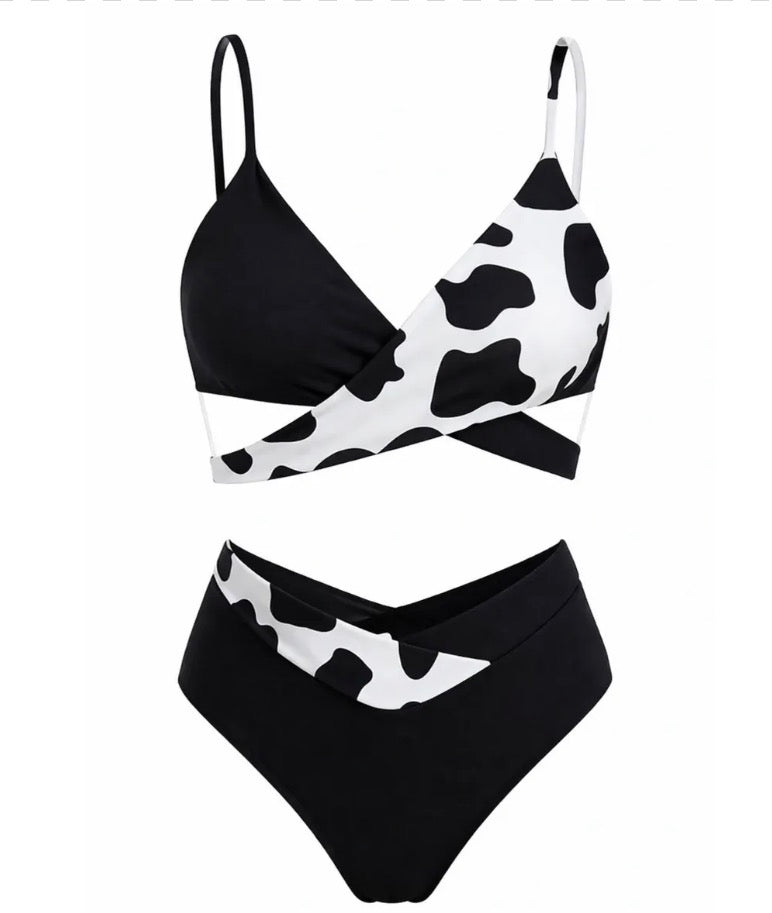 Cow Print 2 Piece Swimsuit