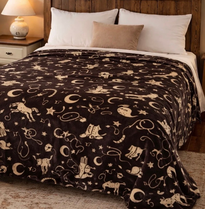 Brown Queen Western Blanket