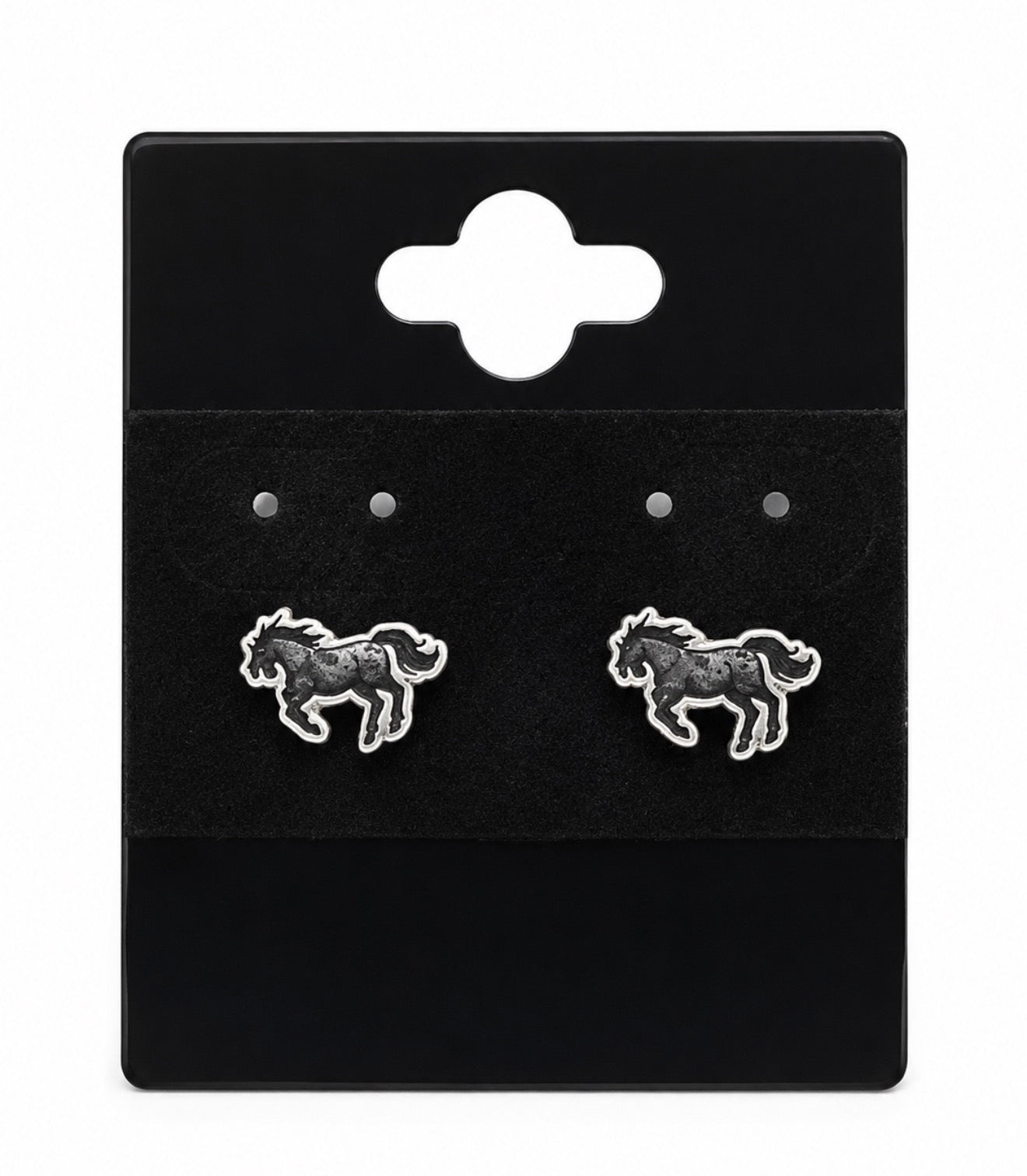 Black White Horse Earrings