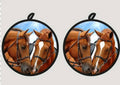 2 Chestnut Horses Potholders