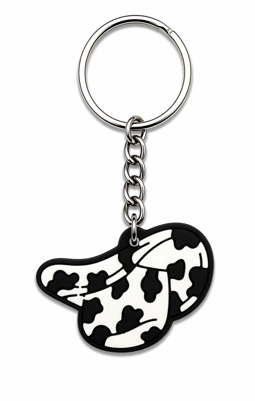 Black Cowprint Keychain