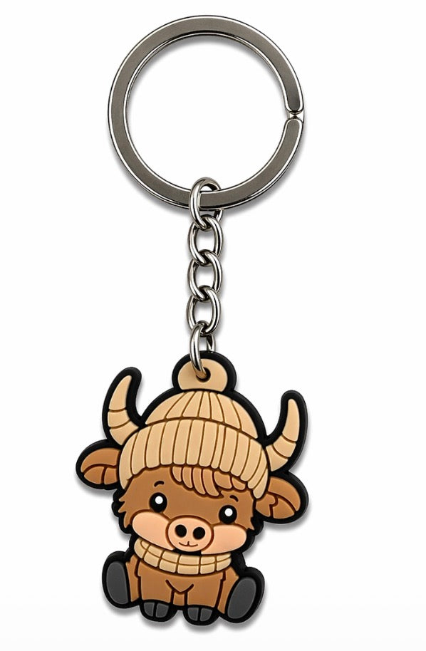 Brown Hat Cow Keychain