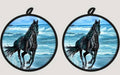 Black Running Horses Potholders