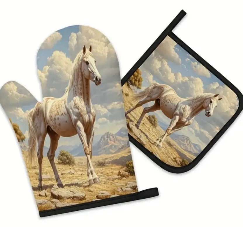 White Horses Potholders