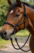 Black Bitless Bridle W Reins