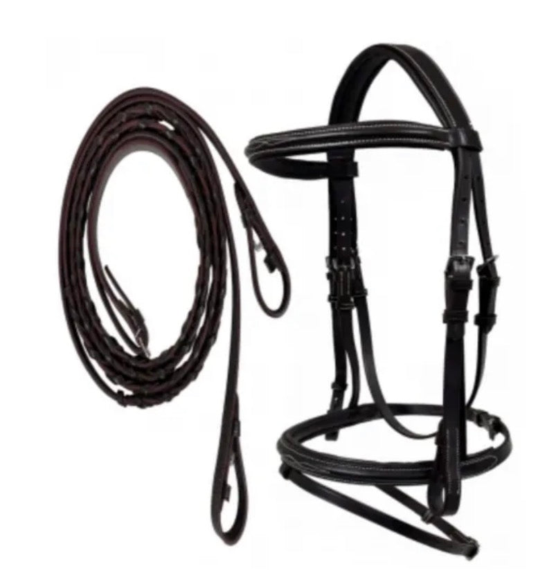Brown Padded English Bridle W Reins