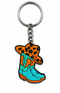 Blue Cowboy Boot Keychain