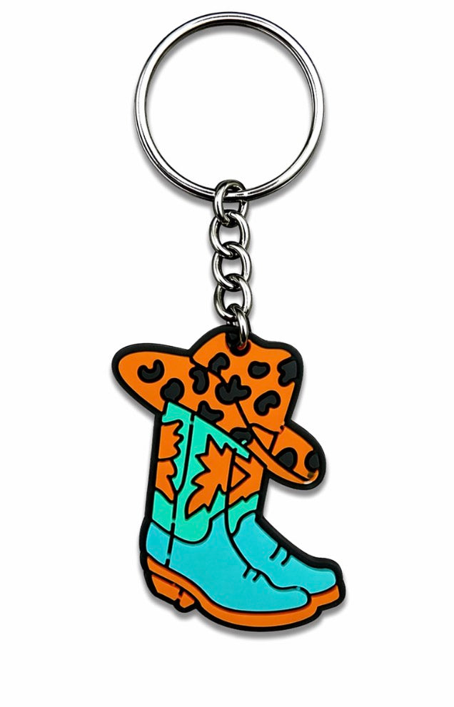Blue Cowboy Boot Keychain