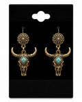 Western Bull Earrings Colored
