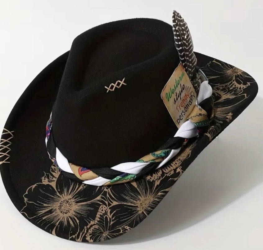 Black Feather Cowboy Hat