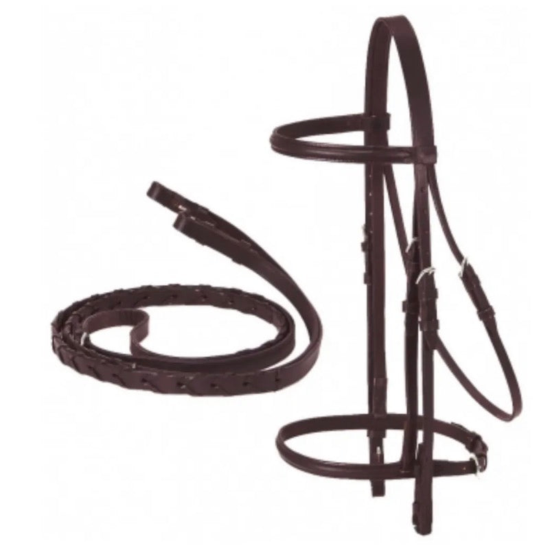 Pony Brown Snaffle Bridle w Reins