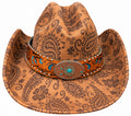 Brown Teal Floral Hat