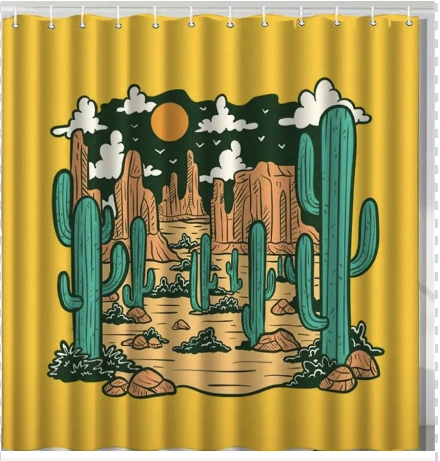 Cactus Yellow Shower Curtain