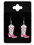 Pink Cowgirl Boot Earrings