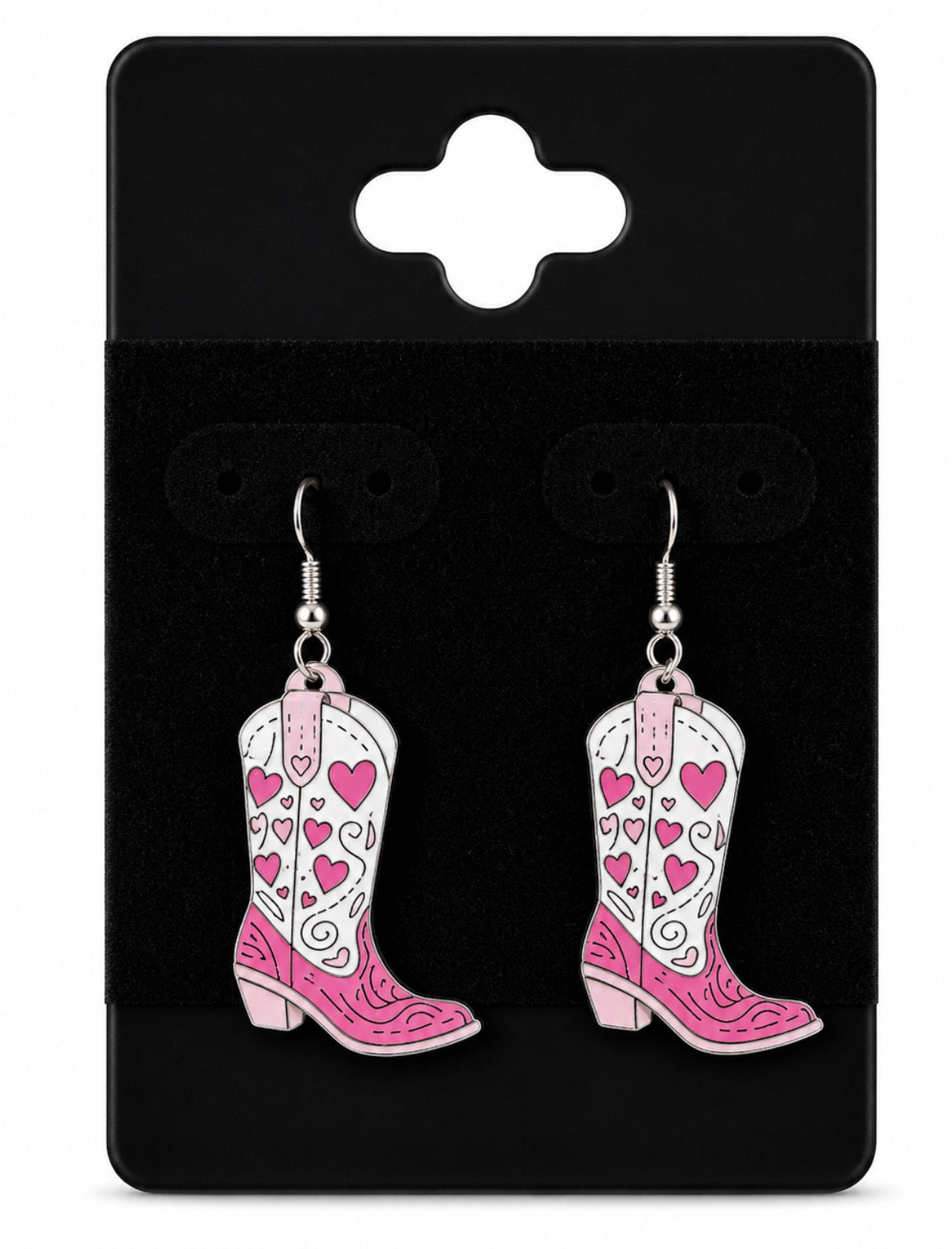 Pink Cowgirl Boot Earrings
