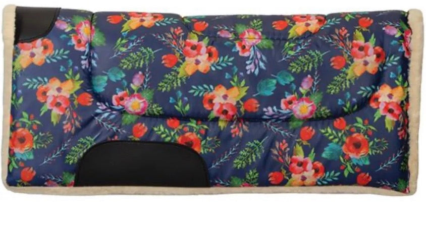 Western Saddle Pad With Flowers 30x30