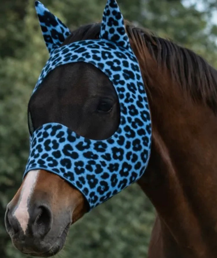 Blue Leopard Fly Mask