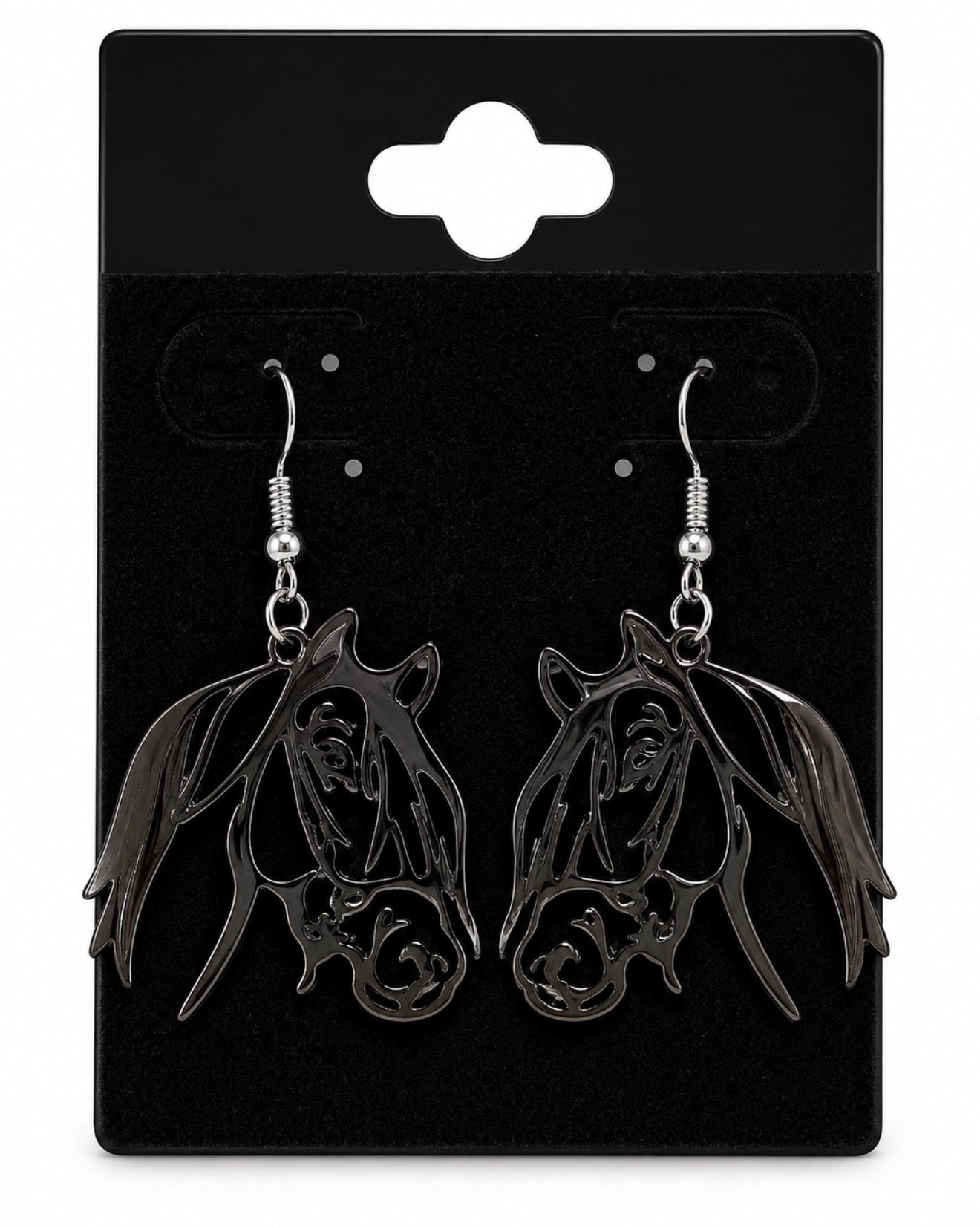 Silver Horse Head Earrings