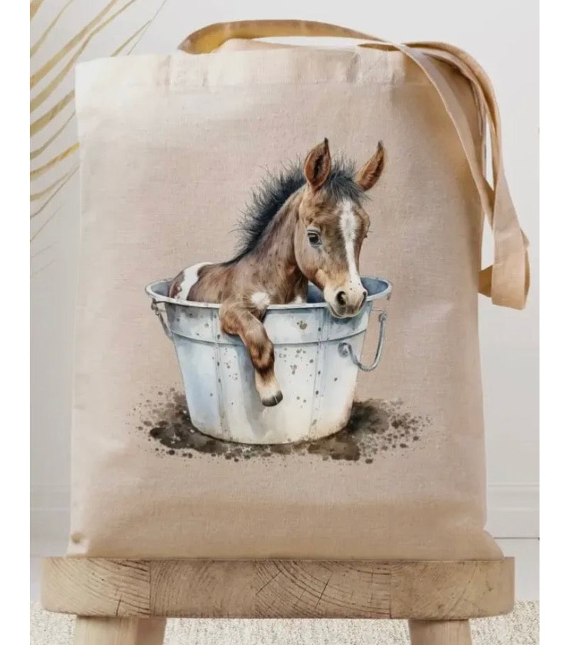 Baby horse canvas tote