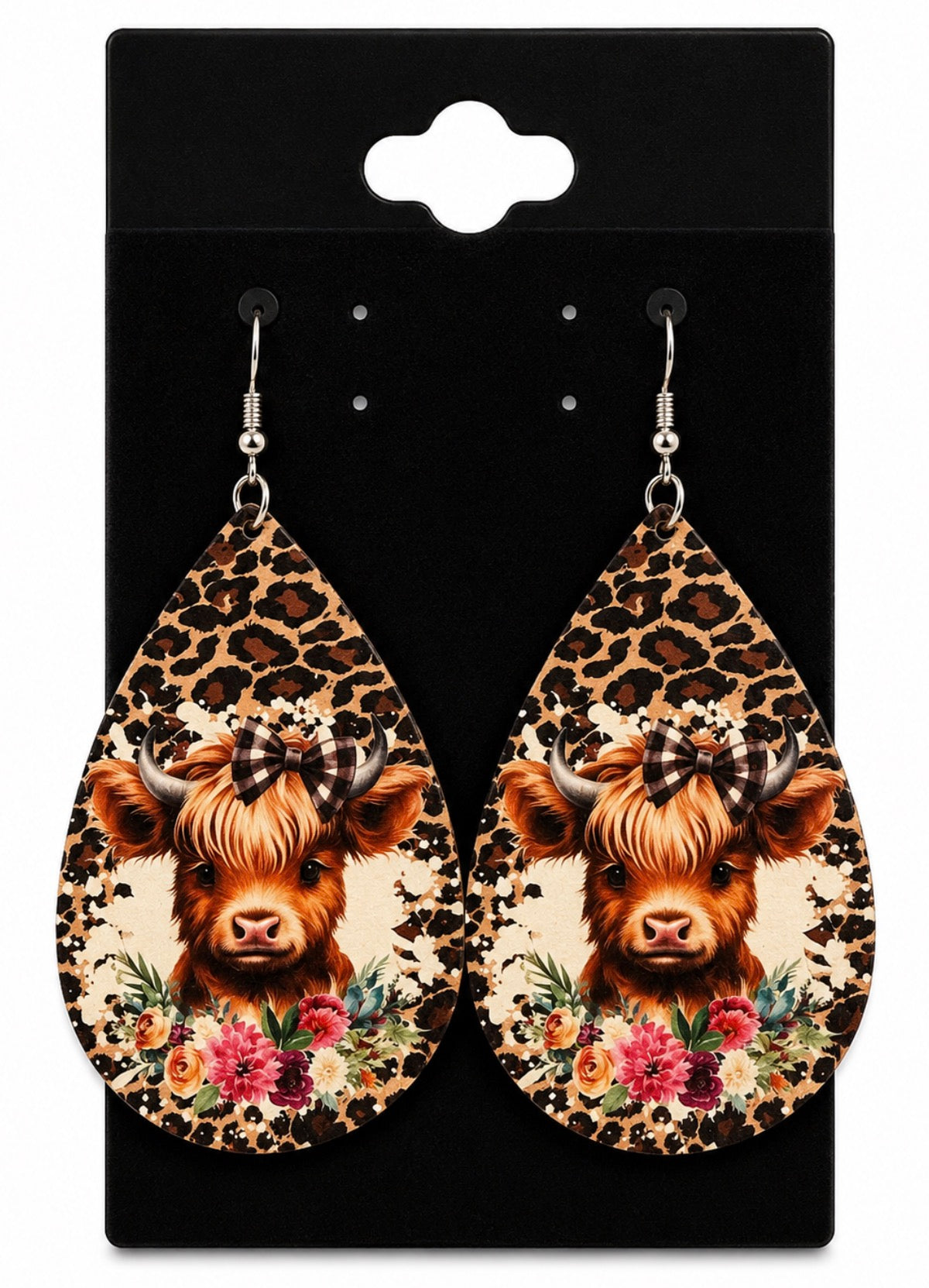 Highland Cow Pink Earrings