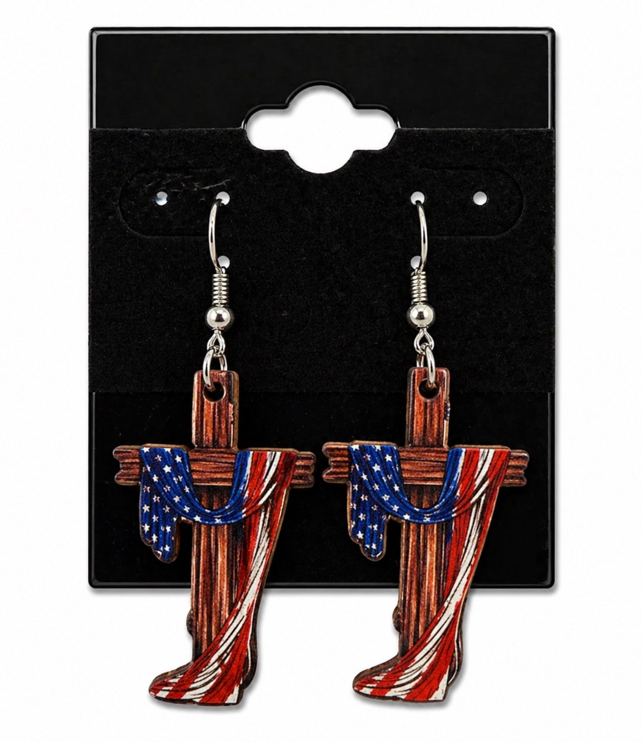 Red White Blue Cross Earrings