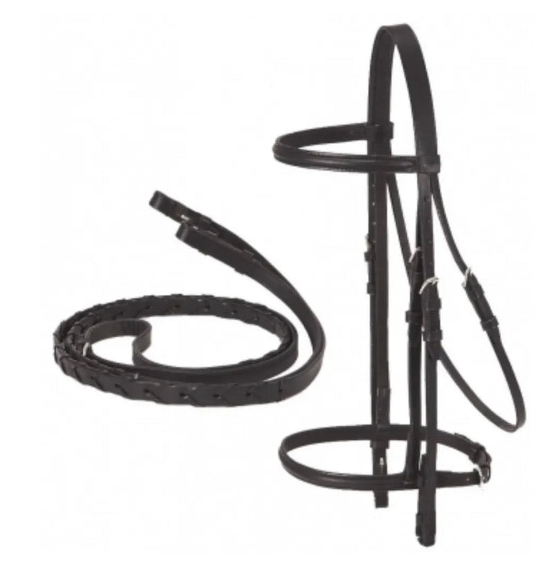 Black English Snaffle Bridle W Reins