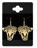 Gold Cow Dangle Earrings