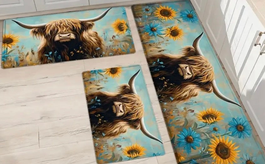 3 Piece Highland Cow Rugs