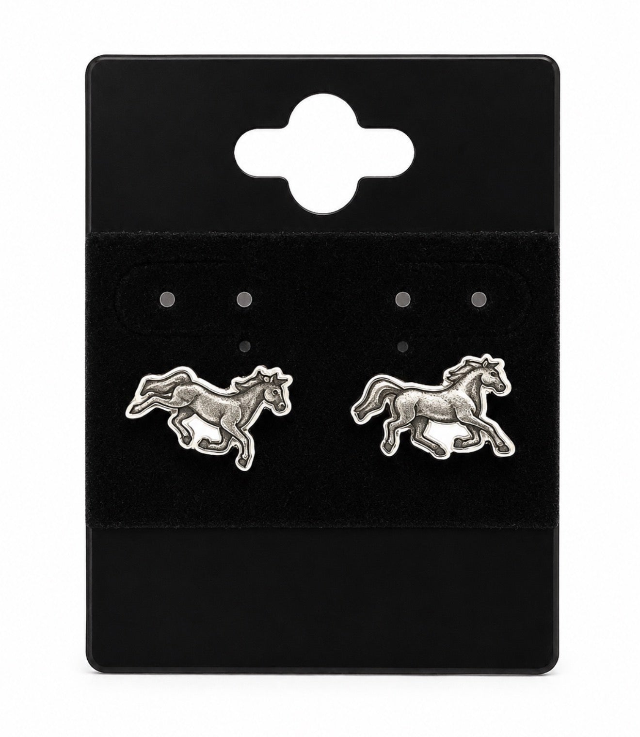White Horse Earrings
