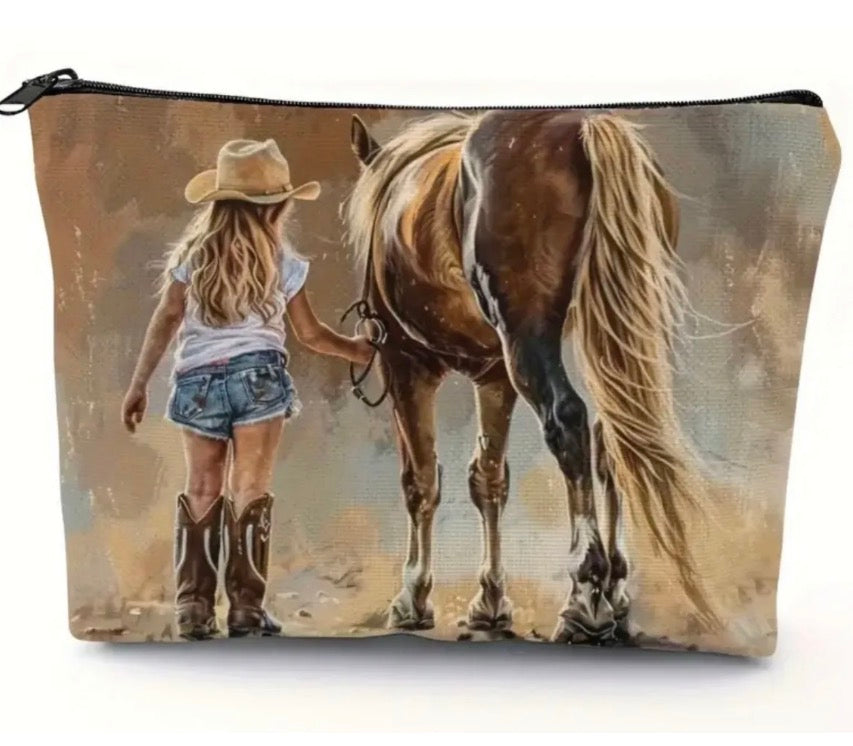 Girl And Horse Makeup Bag