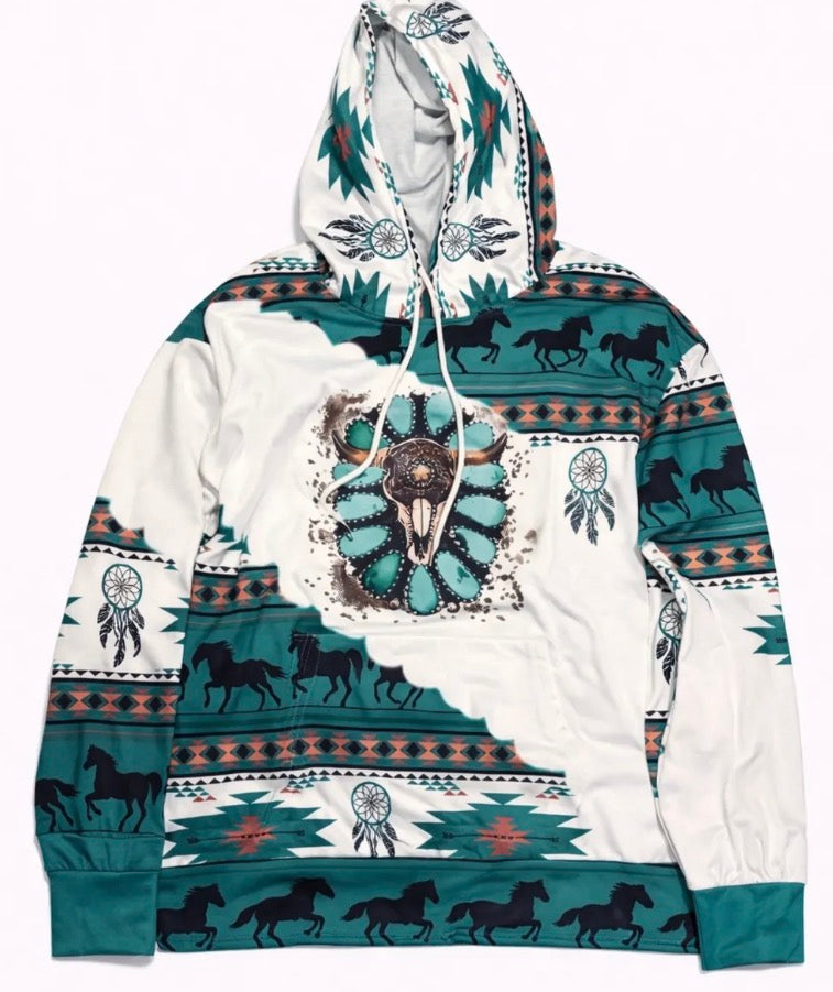 Blue Aztec Hoodie