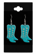 Teal Dangle Boot Earrings