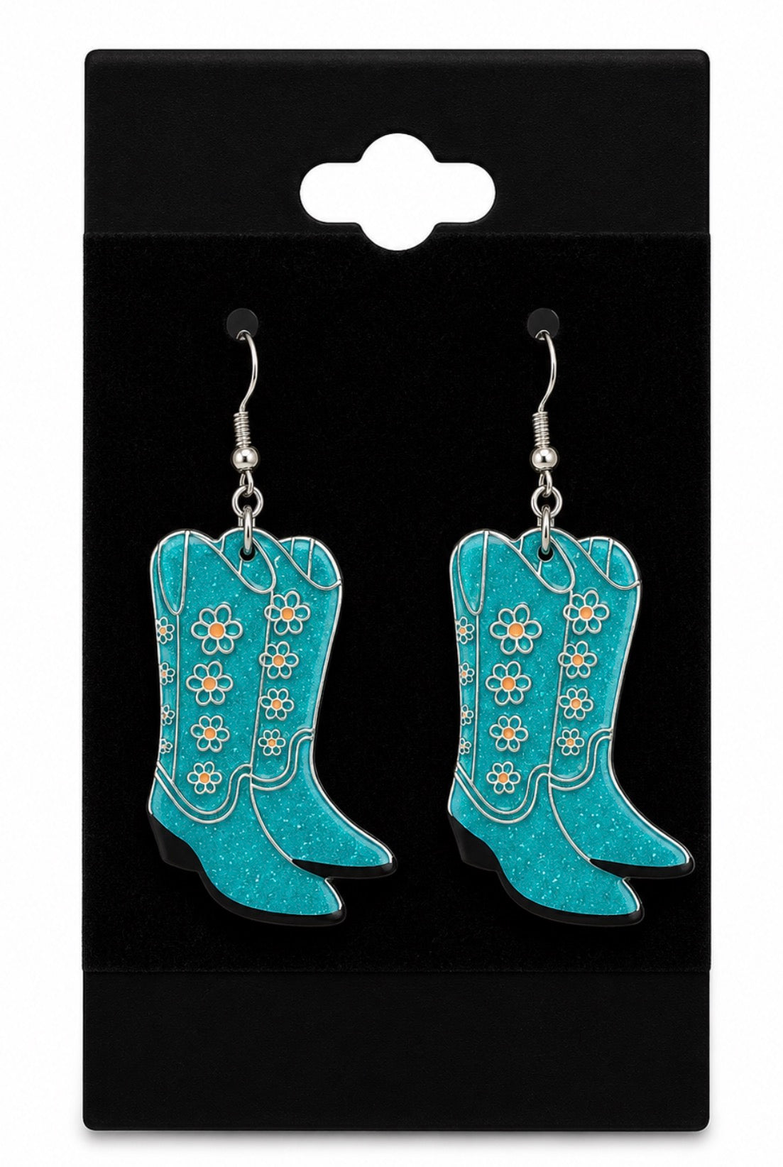 Teal Dangle Boot Earrings