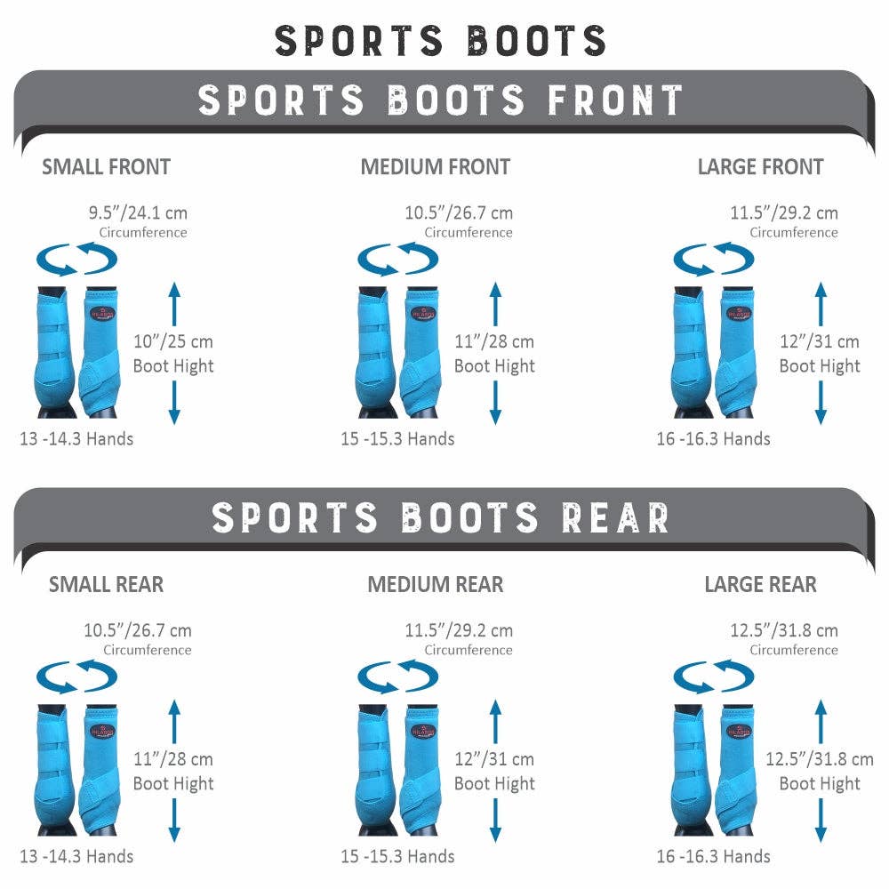 Hilason Horse Front Rear Hind Leg Sport Boots Set of 4 Blue
