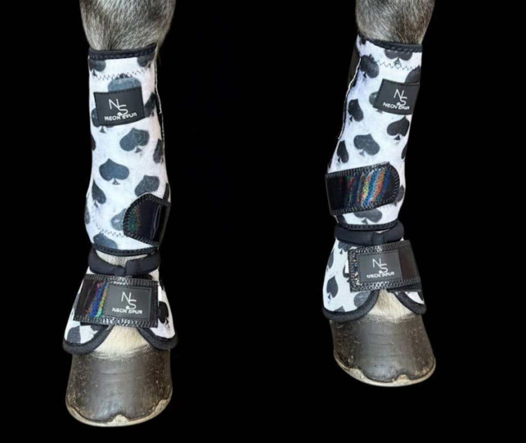 Smokin Spades Premium Protection No-Turn Bell Boots w/ Black Holographic Straps – 2 Pack