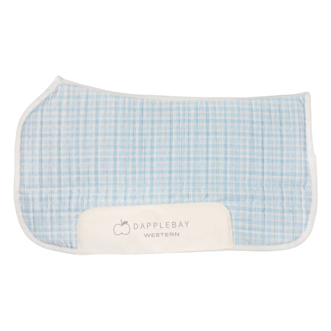 Dapplebay Gingham Western Saddle Pad-Blue/White